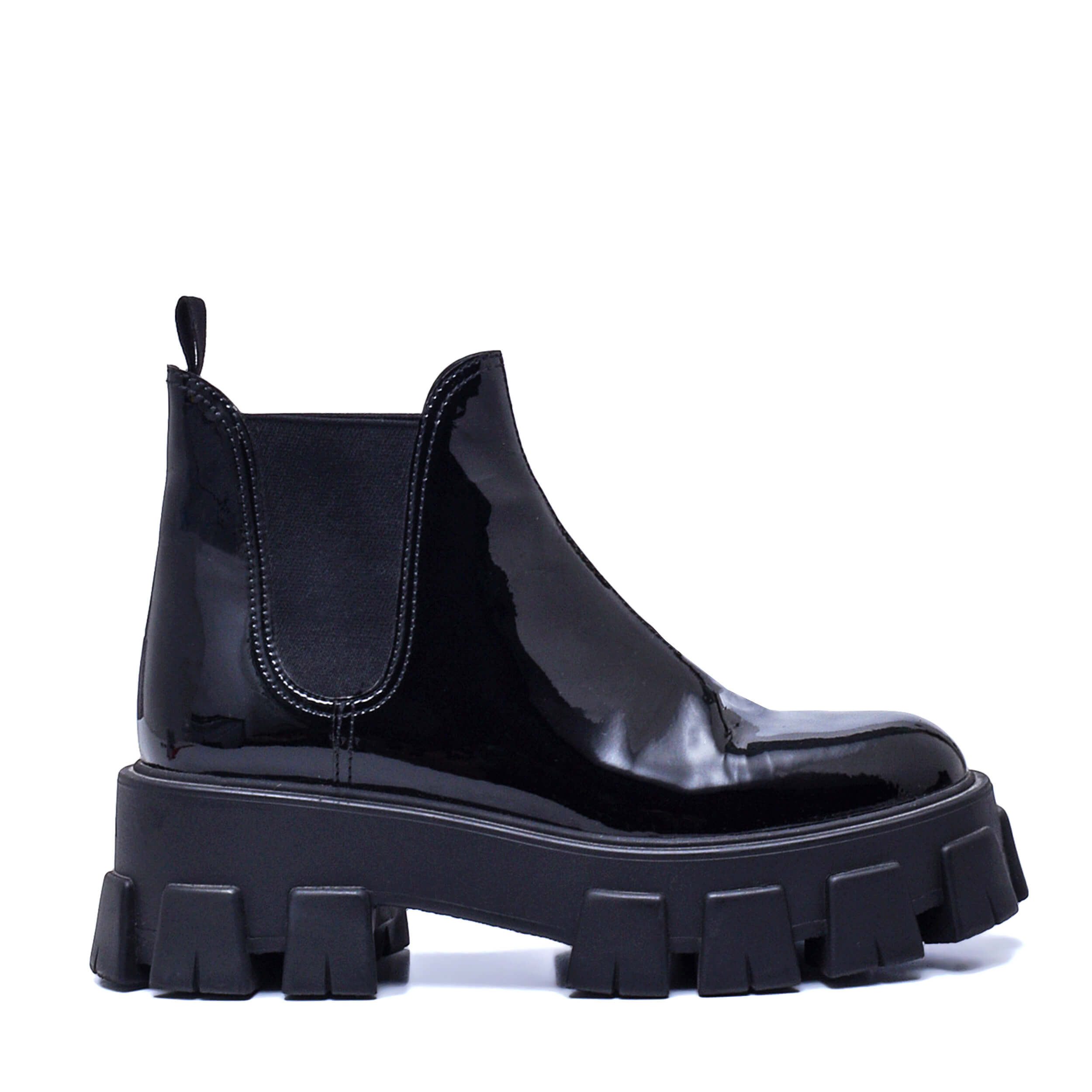 Prada - Black Patent Leather Monolith Chelsea Boots / 38